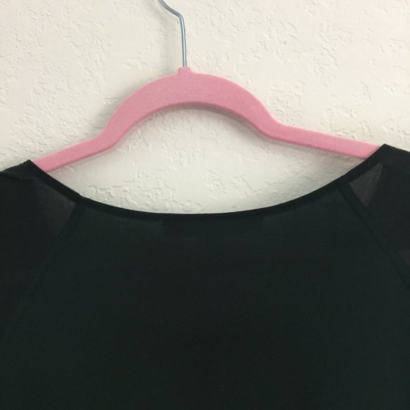 French Connection Sheer Sleeves Blouse Crew Neck Size M Green Stretch - Picture 6 of 12